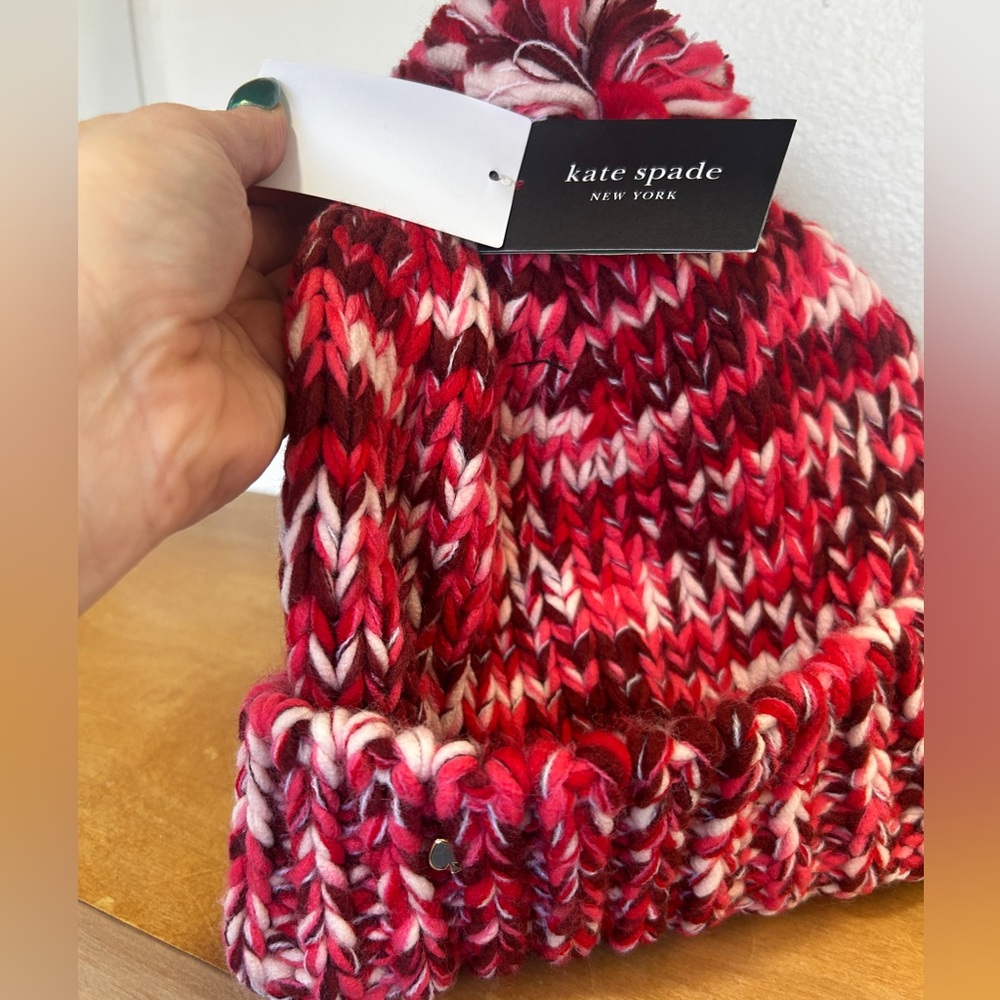 Kate Spade red and pink beanie. NWT